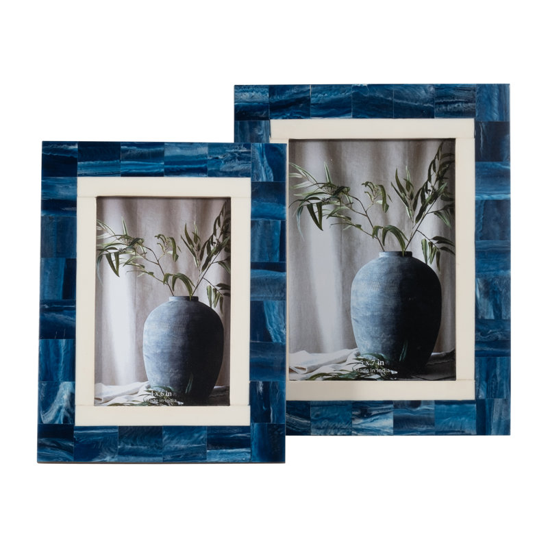 Resin and Wood Picture Frame with Glass Insert - Modern Decorative Photo Holder - MDF Border for Stylish Artwork Display - Elegant Accent for Home Decor and Personalized Memories
