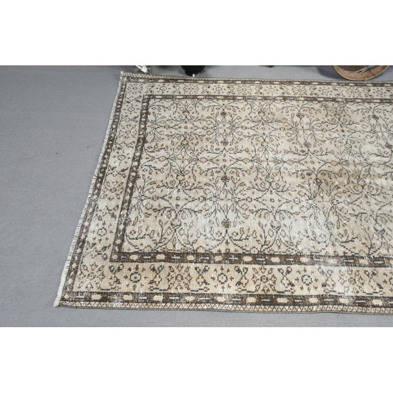 Tapis en laine de style Oushak fait à la main, idéal pour agrémenter de grands espaces de salon brun / vert