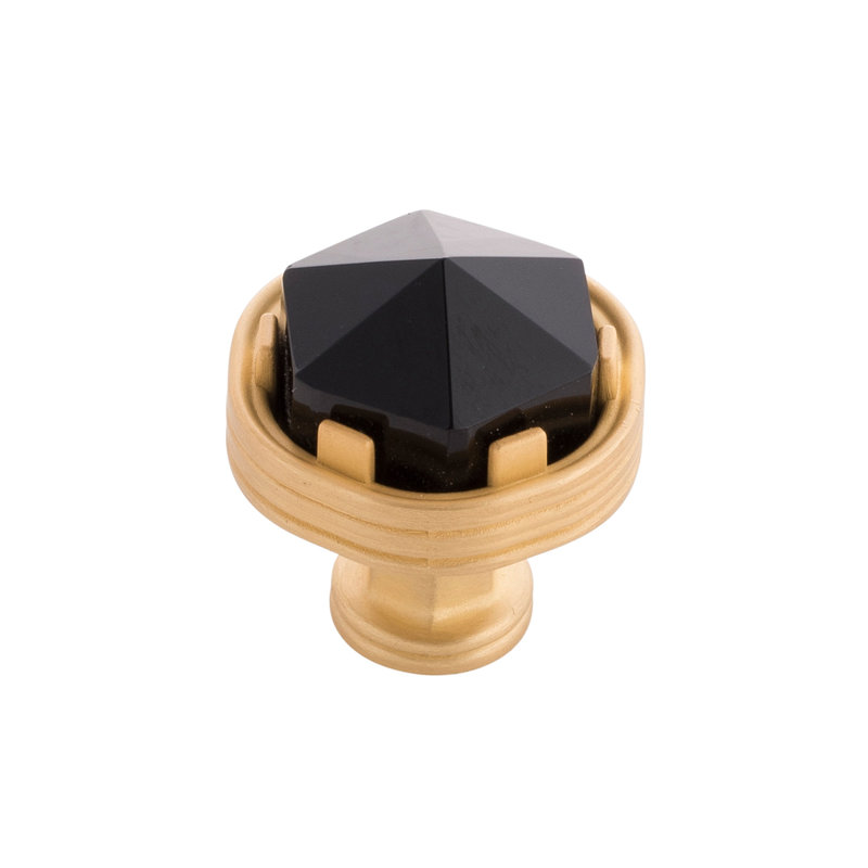 Chrysalis Collection Knob 1-3/16 Inch Diameter, Brushed Golden Brass/Black