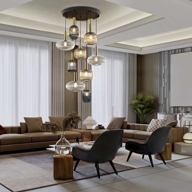 Lansdown 9 - Light Matte Black Cluster Pendant