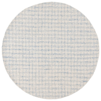 Antine Ebony Hand Tufted Wool/Cotton Checkered Rug in Blue/Ivory