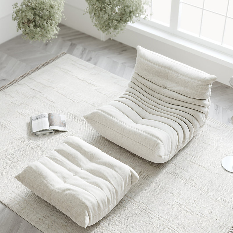 Canapé simple et paresseux en chenille, Mélange de polyester blanc
