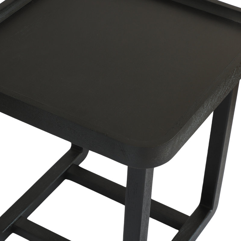 Bryan Solid Wood 20'' Wide Tray Top Accent Side Table, Black