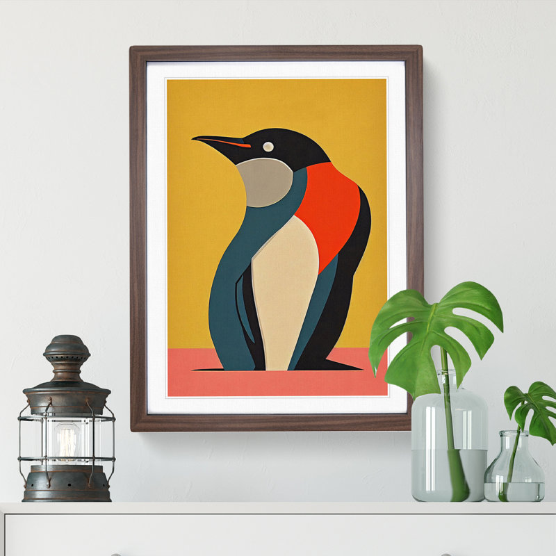 Penguin Abstract No.3 - Single Picture Frame Print, 64cm H x 46cm W x 2cm D, Walnut Framed