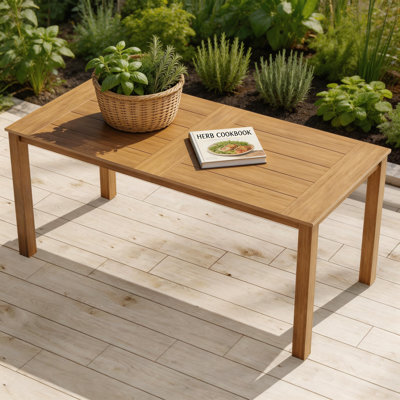 Table de salle à manger rectangulaire de 170 cm (67 po) pour 6 personnes, résistante aux intempéries, en plastique moderne, idéale pour terrasse, jardin ou piscine. Capacité de charge : 181 kg (400 lb).