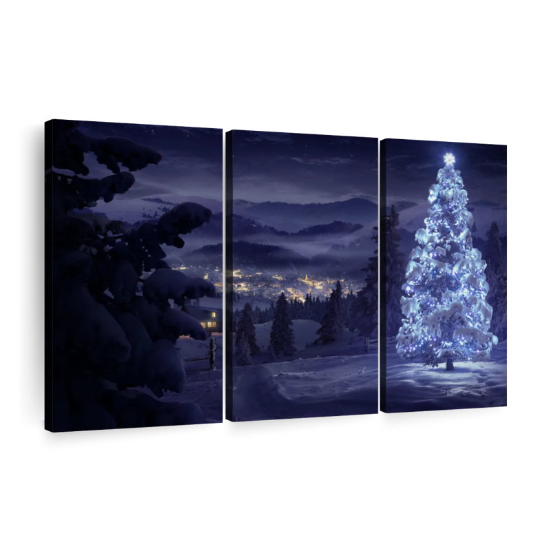 «Snowy Christmas Tree» sur toile, H 20 po x l 33 po x P 1,25 po