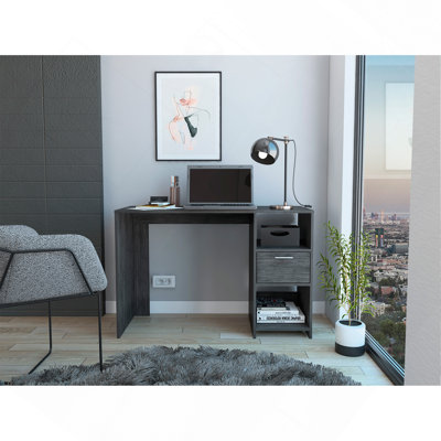 Bureau d'ordinateur, un tiroir, deux tablettes
