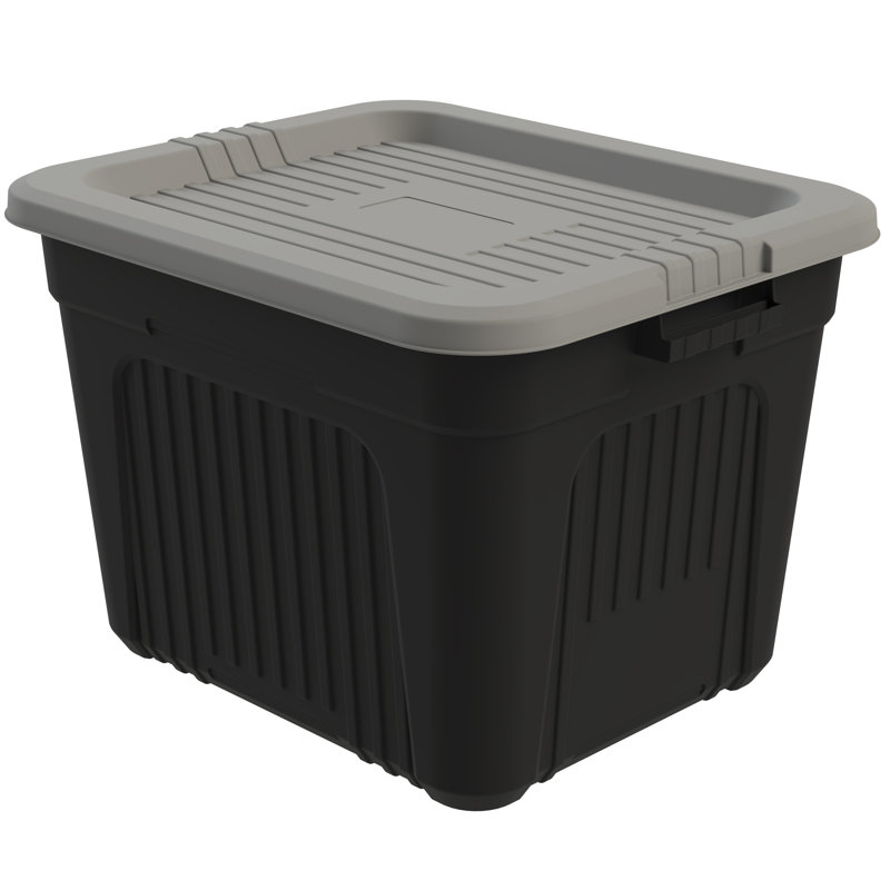 Life Story 20 Gallon Stackable Storage Bin, Versatile Lidded Container, Gray, Black/Gray