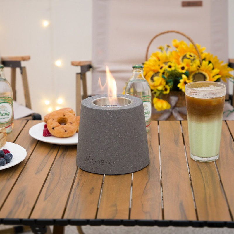 Entta Stone Bio-Ethanol Outdoor Tabletop Fireplace, Light Gray