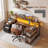 Reversible LED Brown L-Shaped Desk with Storage and Power Outlet-999217585