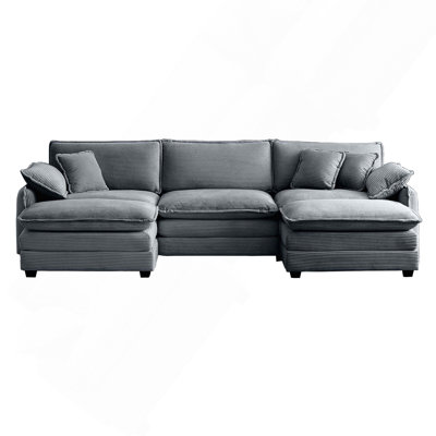 Oversized Modular Cushioned Sofa With Conversible Ottoman