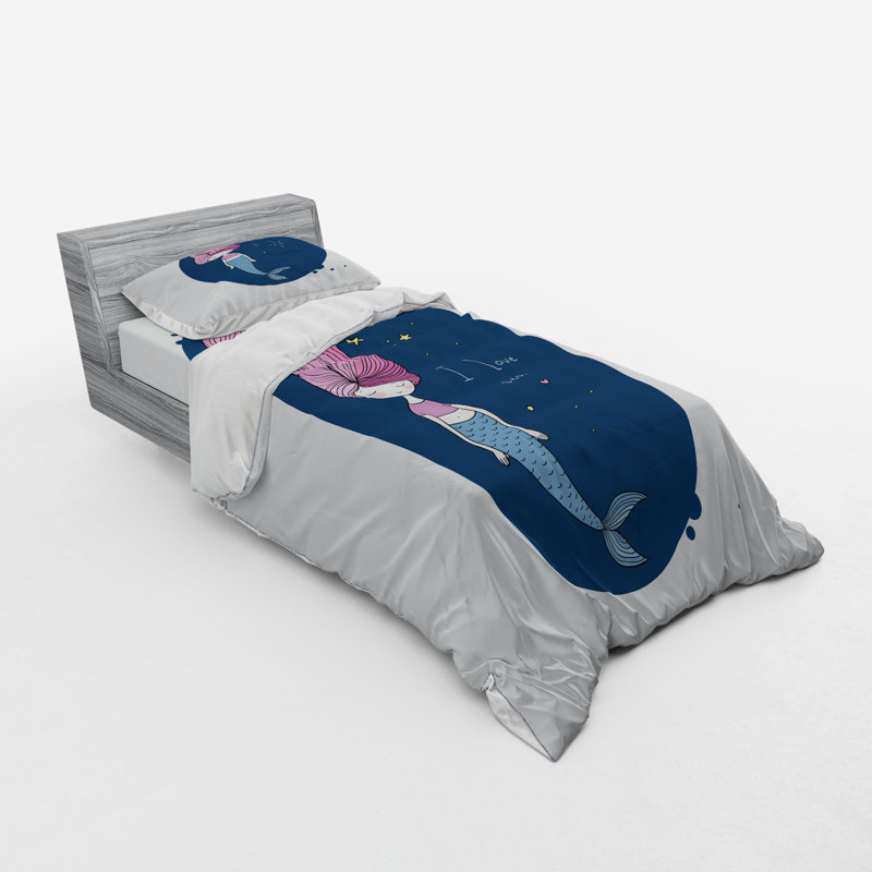 Ensemble de housse de couette sirène, Housse de couette simple + 6 pièces supplémentai