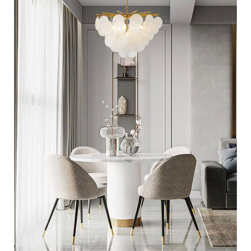 This Exquisite Semi Flush Mount Is In An Antique Brass Finish. The Frame Is Made Out Of Iron, And It Comes With Hanging Frosted Glass. It Is Hanging By Adjustable Rods, And You Can Create A Timeless Feel While Using Modern Forms