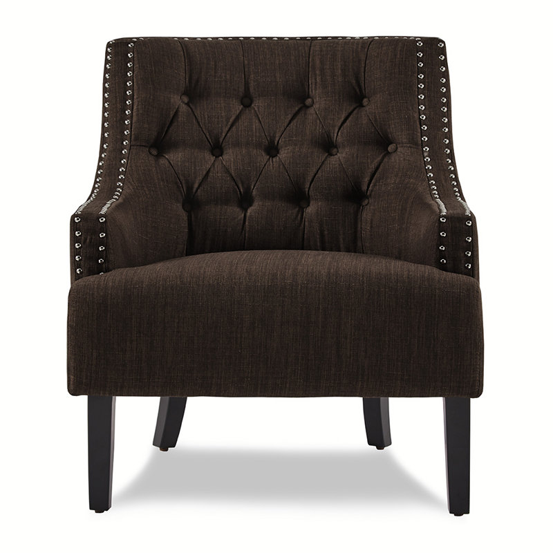 Upholstered Wingback Chair, Chocolate Polyester