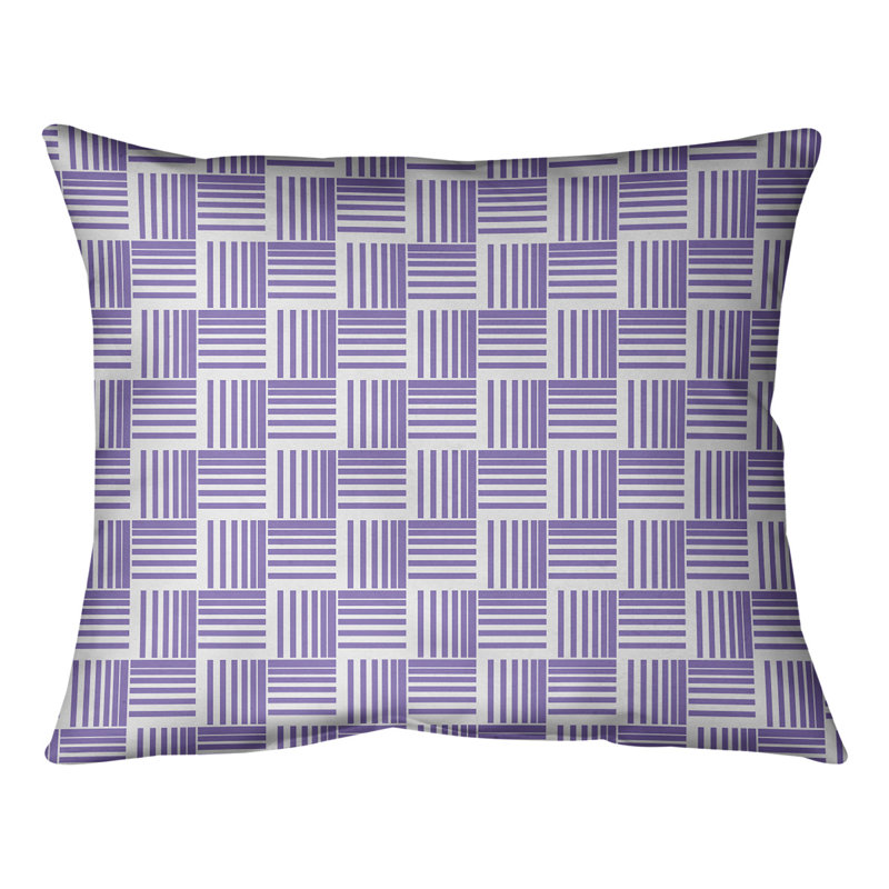 Coussin lombaire à rayures classiques Baskettressées, H 10 po x l 14 po, Mauve/blanc, Duvet/plume