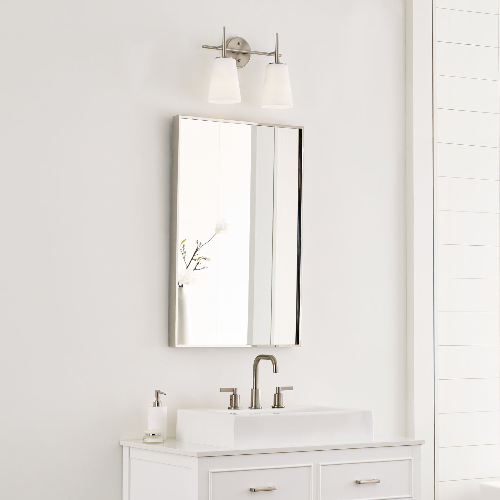 Erlandson 2 Light Dimmable Vanity Light, 100W A19 Medium, Brushed Nickel