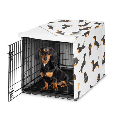 Caricature de cage de chenil pour chien 36 po Imprimé teckel