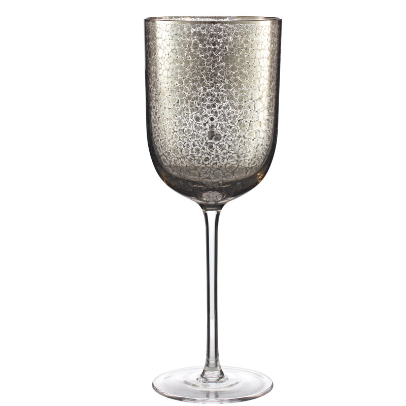 Crackle 16 oz. Glass Goblet, Platinum