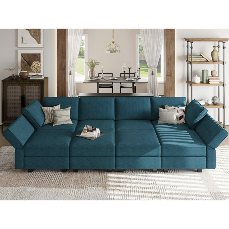 Canapé-lit modulaire Kimbrel Canapé-lit modulaire convertible Canapé-lit modulaire convertible, Mélange de polyester bleu