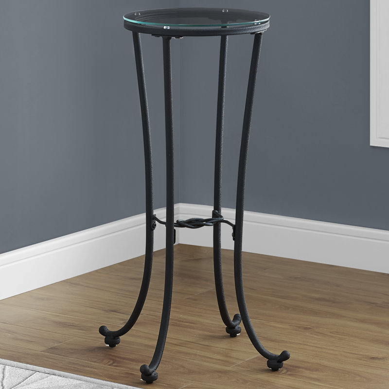 Accent Table, Side, End, Plant Stand, Round, Living Room, Bedroom, Metal, Black, Clear, Hammered Black