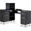 BarberPub L-Shape Nail Desk with Multiple Drawer and Storage Cabinet-588218139