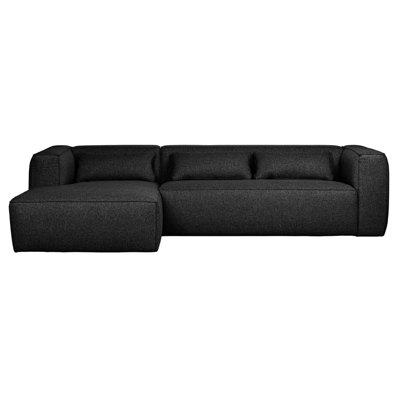 Leather Corner Sofa Chaise, Dark Grey