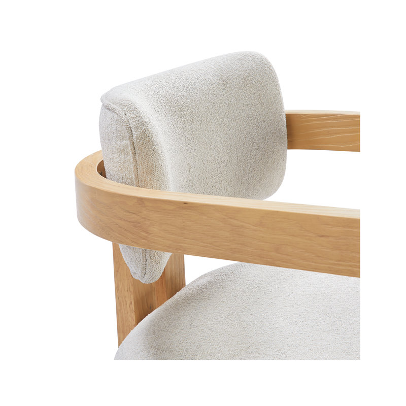 Chaise d'appoint rembourrée en bois avec accoudoirs, Naturel
