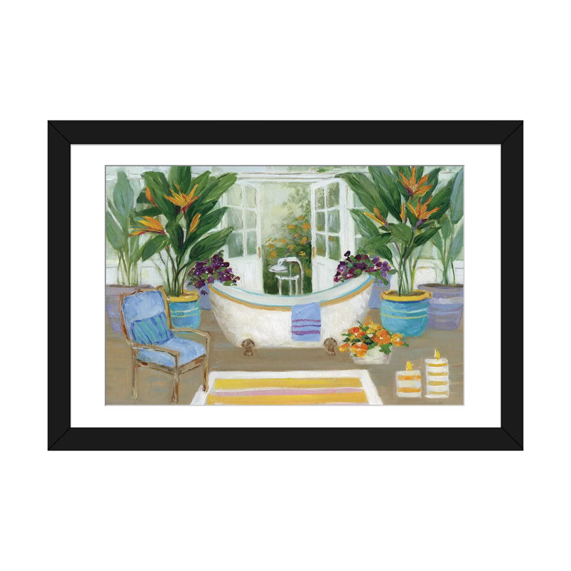 « tropical island spa i », impression sur toile, H 16 po x l 24 po x P 1 po, Papier d'art encadré noir, Blanc