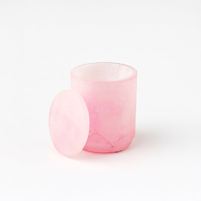 Pot rose albâtre avec couvercle
