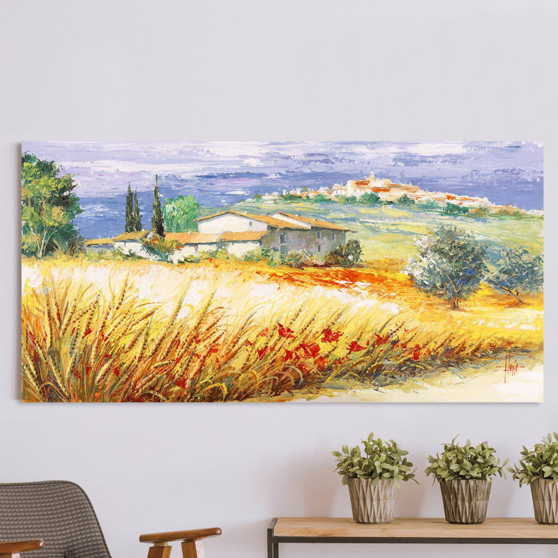 House On The Hill by Luigi Florio - Wrapped Canvas Painting, 60cm H x 120cm W x 4cm D