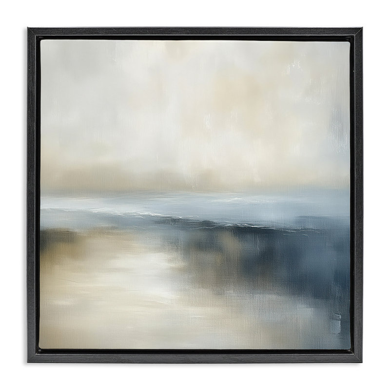 Cadre flottant deux fois Blue Horizon, design par Annabelle Hall, Cadre flottant noir de jais, H 18 po x l 18 po