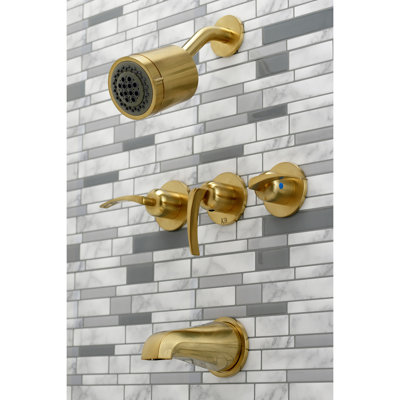 Kingston Brass Centurion Triple-Handle Tub and Shower Faucet