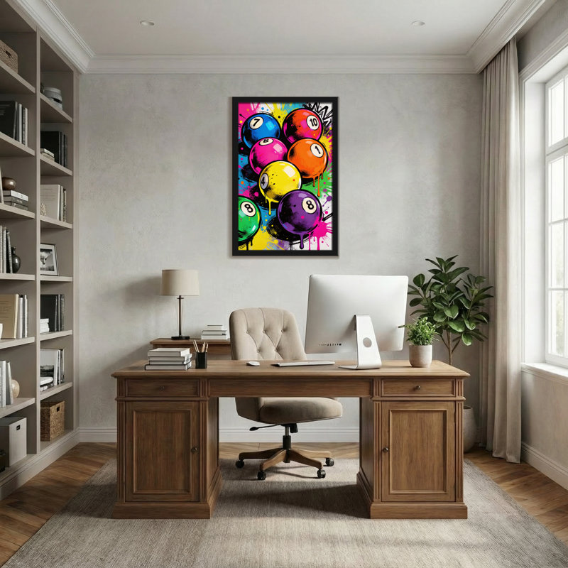 Boules de billard colorées avec effet de peinture, H 24 po x l 16 po