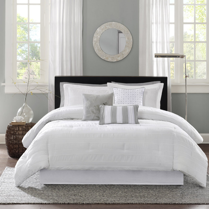 Plum Purple King 7-Piece Jacquard Comforter Set