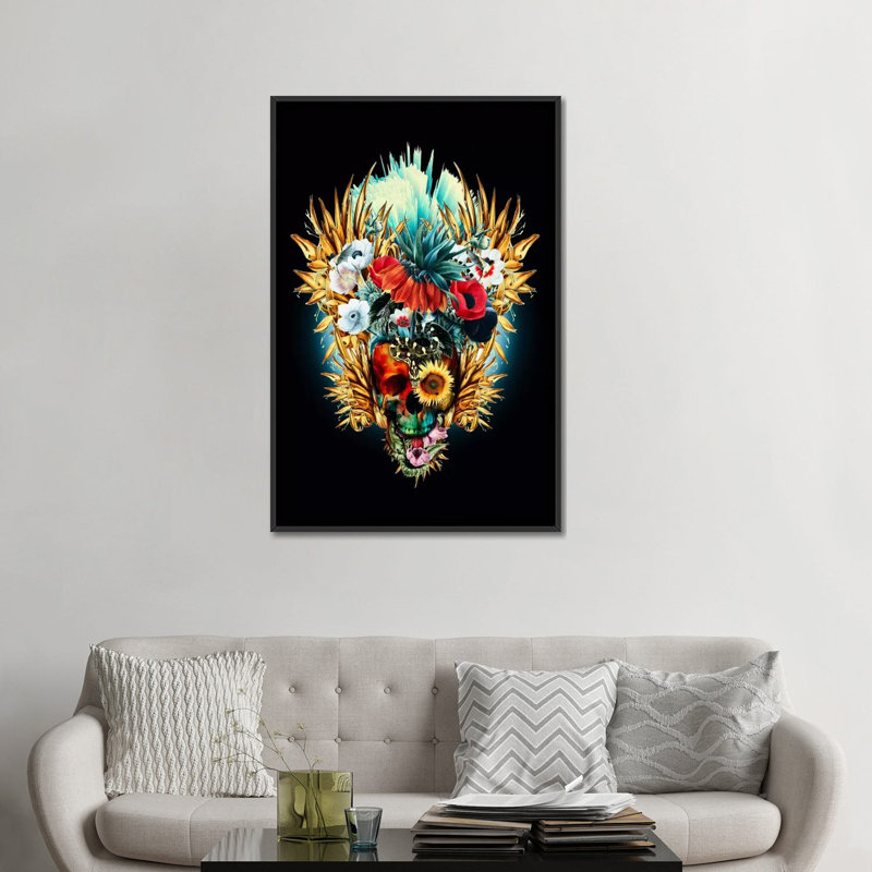 «Floral Vivid I», impression sur toile, H 26 po x l 18 po x P 1,5 po, Toile avec cadre noir, Pas de tapis