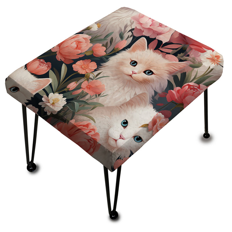Floral Feline Delights - Repose-pieds rectangulaire floral