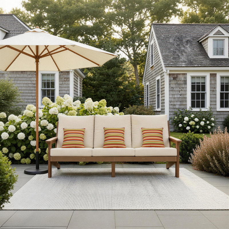 78.74'' Wide Wood Patio Sofa with Cushions
