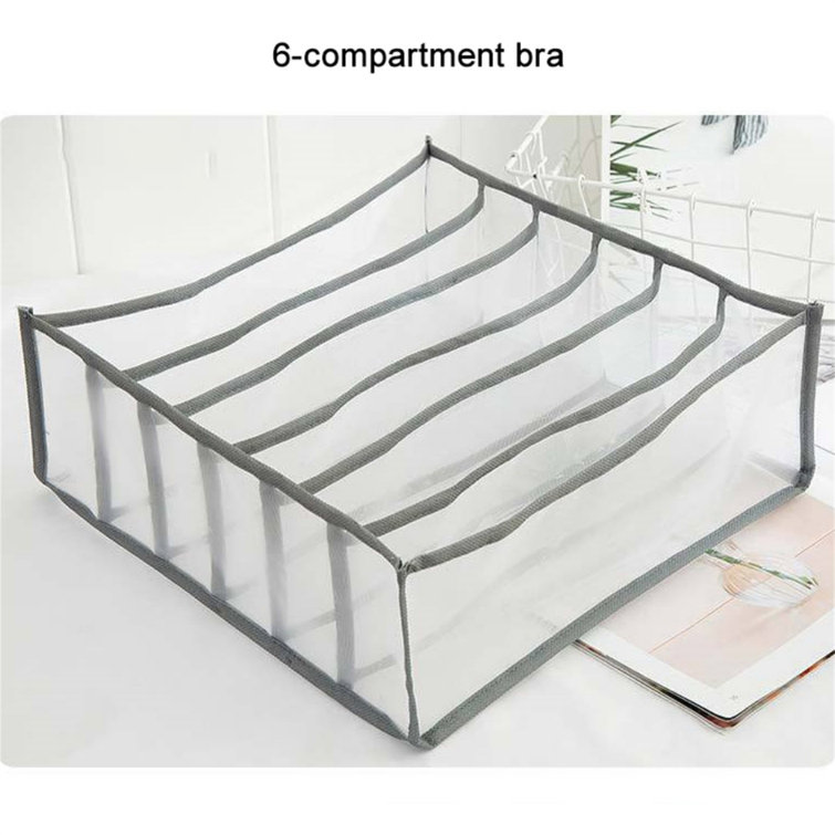 Bra and Panty Drawer Organizer with Lid, Closet Storage Box Drawer  Organizer for Lingerie and Intimates with Compartments
