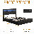 Full Size Bed Frame with 2 Storage Drawers and Wingback Headboard Velvet Upholstered Platform Bed Frame Tufted Beds with Wooden Slats Support, Easy Assembly, Black-1613007756-1613007755