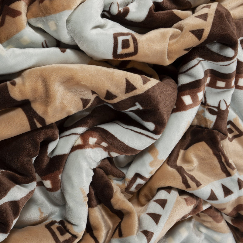 Carstens, Inc. Dean Crouser Plush Sherpa Fleece Oversized Throw Blanket 54" x 68", Morning Call, Brown Buck Lake