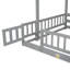 Lit simple superposé au dessus d'un lit double avec glissade, escalier de rangement, lit superposé en bois de pin massif avec garde-corps de sécurité, gris-1135033496