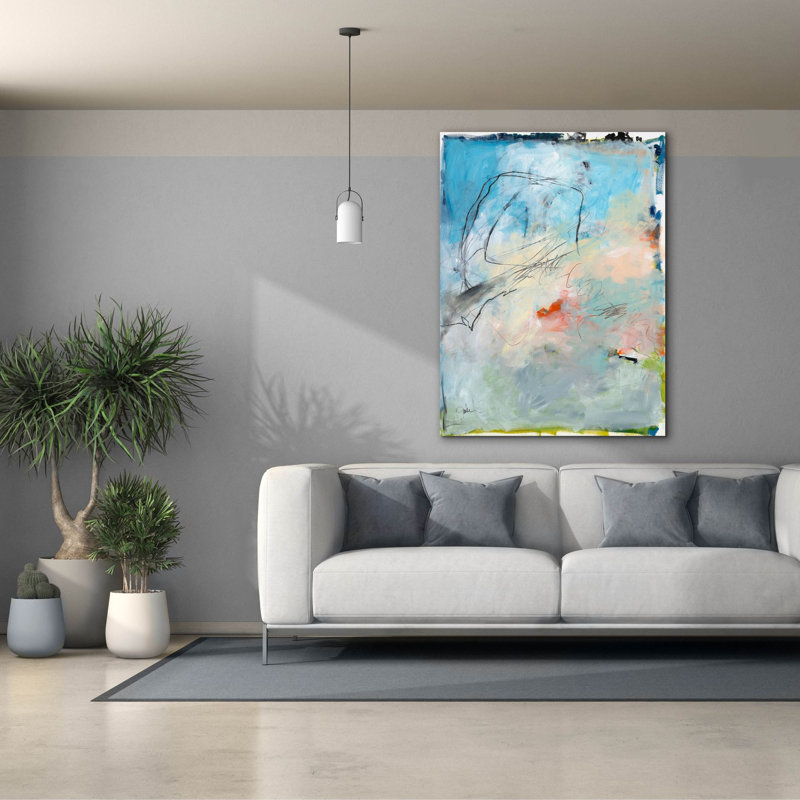 «Blue Fade No. 2» par Jan Weiss, art mural sur toile, H 54 po x l 40 po x P 1,5 po