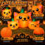 Décoration gonflable d'Halloween pour le jardin : chat lumineux à trois citrouilles de 1,5 m