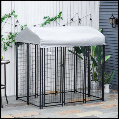 6' X 4' X 6' Dog Playpen Outdoor, Dog Kennel Dog Exercise Pen With Lockable Door, Water-Resistant Canopy, For Medium And Large Dogs