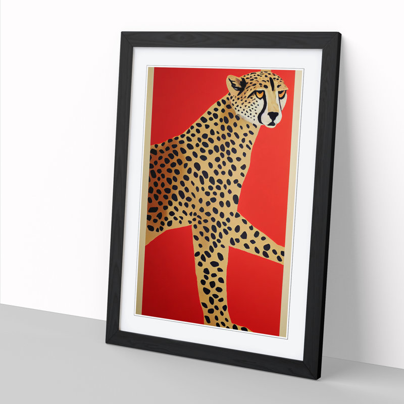 Arife Retro Cheetah Art - Wall Art, Black, 64cm H x 46cm W x 2cm D