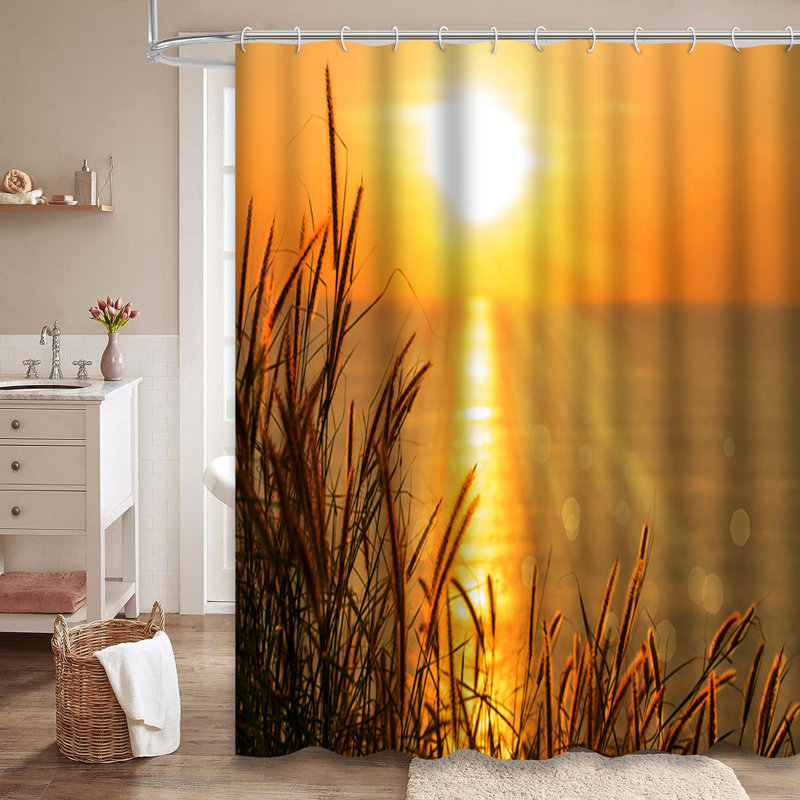 Rideau de douche Feather Grass Sunlight Sunset Andaman avec 12 crochets, L 72 po x l 84 po