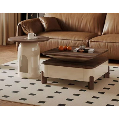 Ensemble de 2 tables basses carrées avec rangement ouvert et tiroir