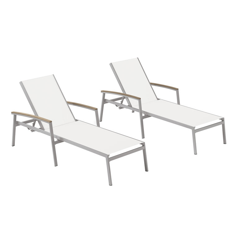 Travira Outdoor Chaise Lounge, Natural Sling, Tekwood Vintage, Flint