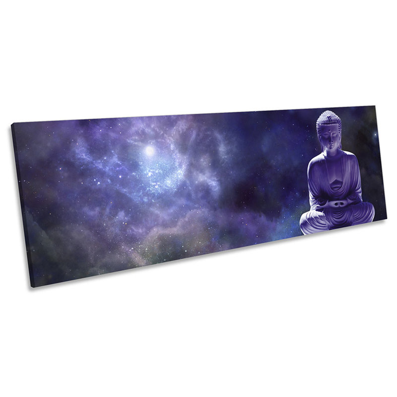 Buddha Monk Outer Space Panoramic - Wrapped Canvas Panoramic Print, 30.48cm H x 91.44cm W