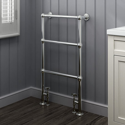 iBathUK Traditional Victorian Chrome Heated Towel Rail Bathroom Radiator-Chrome